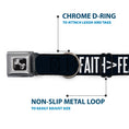 Load image into Gallery viewer, Dog Bone Black/Silver Seatbelt Buckle Collar - FAITH Greater Than FEAR Navy Blue/White
