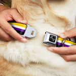 Dog Bone Black/Silver Seatbelt Buckle Collar - Flag Non-Binary Stripe