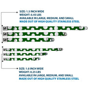 Dog Bone Black/Silver Seatbelt Buckle Collar - Golf Balls Scattered Green/White