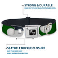 Load image into Gallery viewer, Dog Bone Black/Silver Seatbelt Buckle Collar - Golf Balls Scattered Green/White
