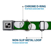 Dog Bone Black/Silver Seatbelt Buckle Collar - Golf Balls Scattered Green/White