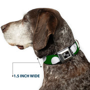 Dog Bone Black/Silver Seatbelt Buckle Collar - Golf Balls Scattered Green/White