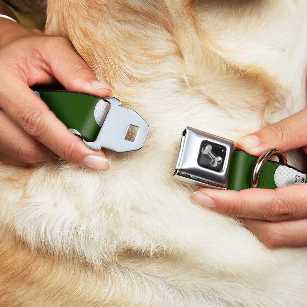 Dog Bone Black/Silver Seatbelt Buckle Collar - Golf Balls Scattered Green/White