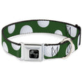 Load image into Gallery viewer, Dog Bone Black/Silver Seatbelt Buckle Collar - Golf Balls Scattered Green/White
