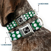 Dog Bone Black/Silver Seatbelt Buckle Collar - Golf Balls Green/White