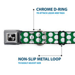 Dog Bone Black/Silver Seatbelt Buckle Collar - Golf Balls Green/White