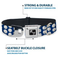 Load image into Gallery viewer, Dog Bone Black/Silver Seatbelt Buckle Collar - Golf Balls Blue/White

