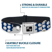 Dog Bone Black/Silver Seatbelt Buckle Collar - Golf Balls Blue/White