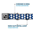 Load image into Gallery viewer, Dog Bone Black/Silver Seatbelt Buckle Collar - Golf Balls Blue/White
