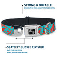 Load image into Gallery viewer, Dog Bone Black/Silver Seatbelt Buckle Collar - GRATEFUL OPTIMISM BE KIND Icons Collage Blue/Red
