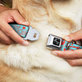Load image into Gallery viewer, Dog Bone Black/Silver Seatbelt Buckle Collar - GRATEFUL OPTIMISM BE KIND Icons Collage Blue/Red
