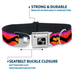 Dog Bone Seatbelt Buckle Collar - Hand Heart Silhouette Ombre Purples/Orange/Pinks