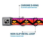 Dog Bone Seatbelt Buckle Collar - Hand Heart Silhouette Ombre Purples/Orange/Pinks