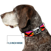 Dog Bone Seatbelt Buckle Collar - Hand Heart Silhouette Ombre Purples/Orange/Pinks