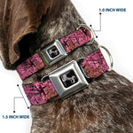 Dog Bone Seatbelt Buckle Collar - Hunting Camo Pinks