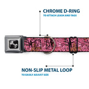 Dog Bone Seatbelt Buckle Collar - Hunting Camo Pinks