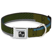 Dog Bone Seatbelt Buckle Collar - Hash Mark Stripe Black/Multi Color