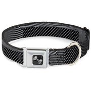 Dog Bone Seatbelt Buckle Collar - Hash Mark Stripe Black/White