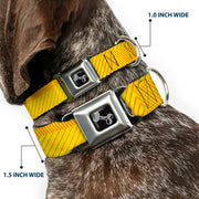 Dog Bone Seatbelt Buckle Collar - Hash Mark Stripe Yellow/Red