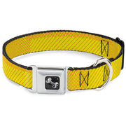Dog Bone Seatbelt Buckle Collar - Hash Mark Stripe Yellow/Red