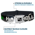 Load image into Gallery viewer, Dog Bone Seatbelt Buckle Collar - HOLLYWEED Sign Skyline/Pot Leaf Black/Grays/White/Green
