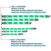 Dog Bone Seatbelt Buckle Collar - Hash Mark Stripe Double Green/Silver