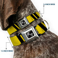 Load image into Gallery viewer, Dog Bone Seatbelt Buckle Collar - Hash Mark Stripe Double Gold/Black
