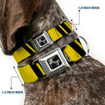Dog Bone Seatbelt Buckle Collar - Hash Mark Stripe Double Gold/Black