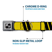 Dog Bone Seatbelt Buckle Collar - Hash Mark Stripe Double Gold/Black