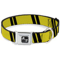 Load image into Gallery viewer, Dog Bone Seatbelt Buckle Collar - Hash Mark Stripe Double Gold/Black
