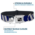 Load image into Gallery viewer, Dog Bone Seatbelt Buckle Collar - Hash Mark Stripe Double Navy/Silver

