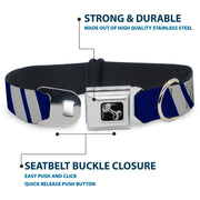 Dog Bone Seatbelt Buckle Collar - Hash Mark Stripe Double Navy/Silver