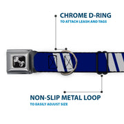 Dog Bone Seatbelt Buckle Collar - Hash Mark Stripe Double Navy/Silver