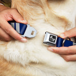 Dog Bone Seatbelt Buckle Collar - Hash Mark Stripe Double Navy/Silver