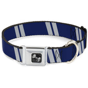 Dog Bone Seatbelt Buckle Collar - Hash Mark Stripe Double Navy/Silver