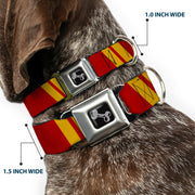Dog Bone Seatbelt Buckle Collar - Hash Mark Stripe Double Maroon/Gold