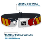 Dog Bone Seatbelt Buckle Collar - Hash Mark Stripe Double Maroon/Gold