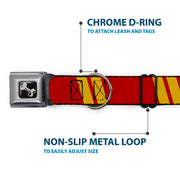 Dog Bone Seatbelt Buckle Collar - Hash Mark Stripe Double Maroon/Gold