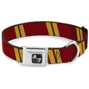 Dog Bone Seatbelt Buckle Collar - Hash Mark Stripe Double Maroon/Gold