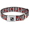 Load image into Gallery viewer, Dog Bone Seatbelt Buckle Collar - Hearts Scattered/Stripe White/Black/Red
