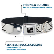 Dog Bone Black/Silver Seatbelt Buckle Collar - Hockey Sticks and Puck White/Black