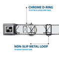 Load image into Gallery viewer, Dog Bone Black/Silver Seatbelt Buckle Collar - Hockey Sticks and Puck White/Black
