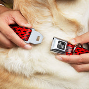 Dog Bone Seatbelt Buckle Collar - Mustache Monogram Black/Red