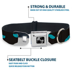 Dog Bone Seatbelt Buckle Collar - Mustaches Scattered Black/Turquoise