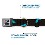 Dog Bone Seatbelt Buckle Collar - Mustaches Scattered Black/Turquoise