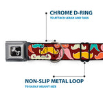 Dog Bone Seatbelt Buckle Collar - Mustaches Brown/Multi Pastel
