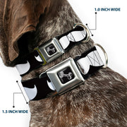 Dog Bone Seatbelt Buckle Collar - Mustache Black/White