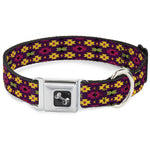 Dog Bone Seatbelt Buckle Collar - Mini Navajo Purple/Yellow/Pink/Green