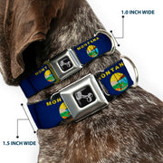 Dog Bone Seatbelt Buckle Collar - Montana Flags