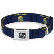 Dog Bone Seatbelt Buckle Collar - Montana Flags